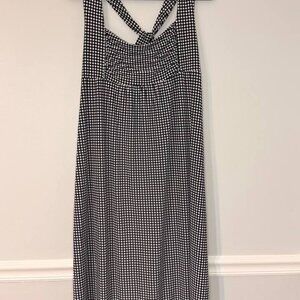 Studio Donatella Women’s Polka Dot Dress L Sleeveless Ruched Crisscross Back
